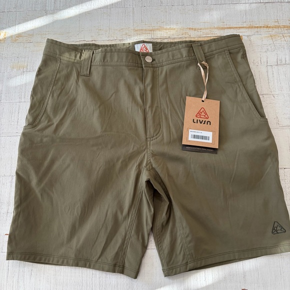LIVSN Ecotrek Trail Shorts NWT Men’s size 36 Olive Green Outdoor Hiking 8.5” - Picture 14 of 14